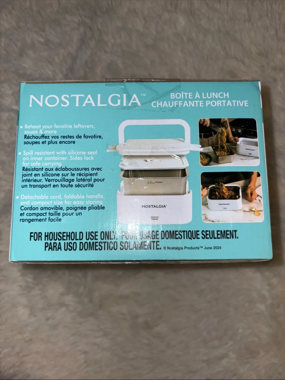 Nostalgia White Portable Heated Lunch Box